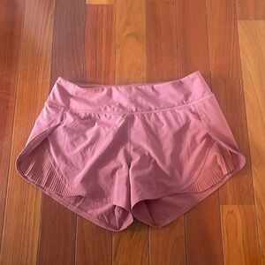 Lululemon pink ruffle athletic wear running shorts